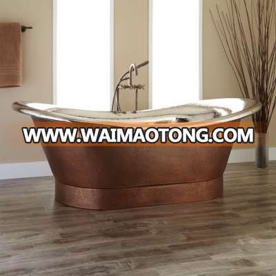 Metal Copper Bath Tub , 100% Pure copper bath tub , copper tub with silver finish inside