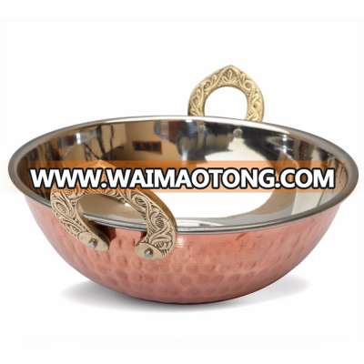 Copperware Serving Karahi Handmade Tableware Pan: Chefs Pans: Kitchen & Dining