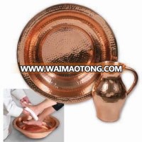 Spa Foot Soak Copper Hammered Bowl, Pedicure Bowl, Massage Bowl With Pitcher